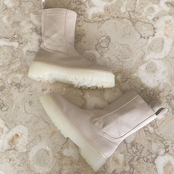 Shein Platform Boots Minimalist Blush Pink Faux Leather - Picture 6 of 15